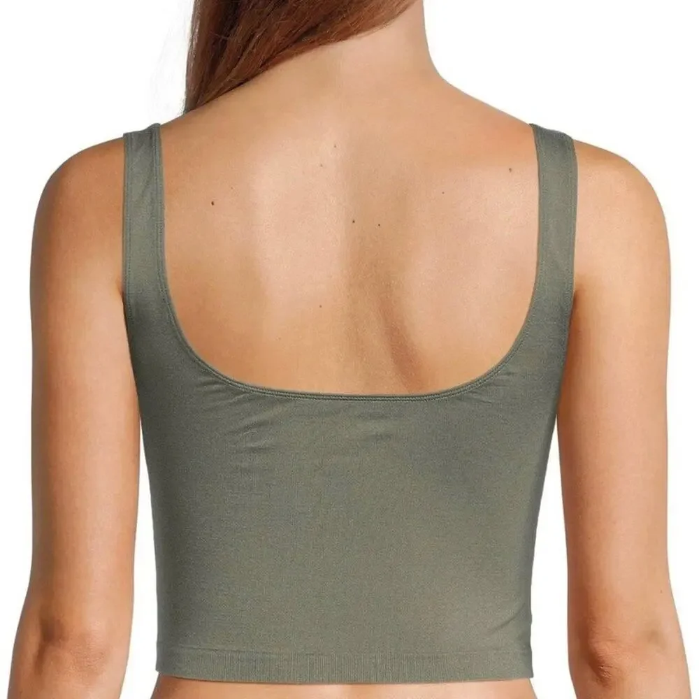 Free People Intimately Scoop Neck Crop Tank M/L Army Green Seamless NWT USA